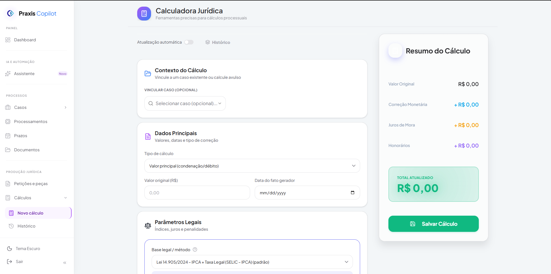 Praxis Copilot - cálculos jurídicos